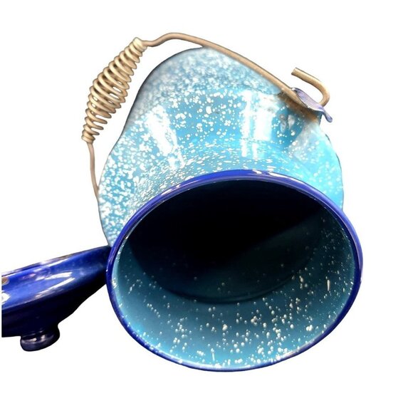 Vintage Blue Enamelware Graniteware Cream Milk Can, Perfect Canister Size - Picture 3 of 12